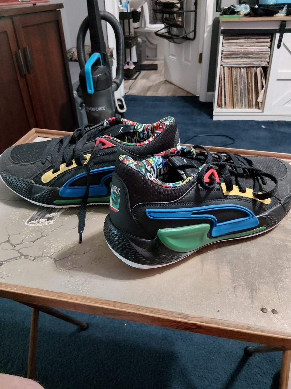 Puma Court Rider Chaos  Black Multicolor Graphic-Trim Athletic Sneakers